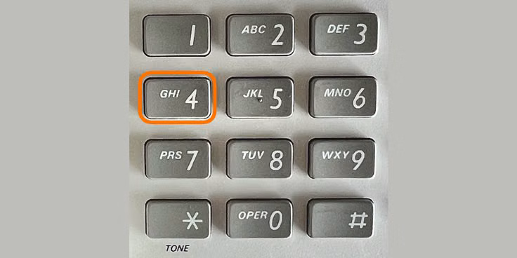 Panasonic phone keypad with button 4 highlighted